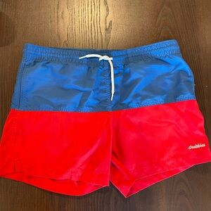 Chubbies Bold Blue and Red Swim Trunks